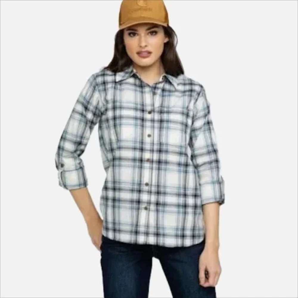 Carhartt Fairview Plaid Convertible Sleeve Button Up Shirt Size Medium 8/10